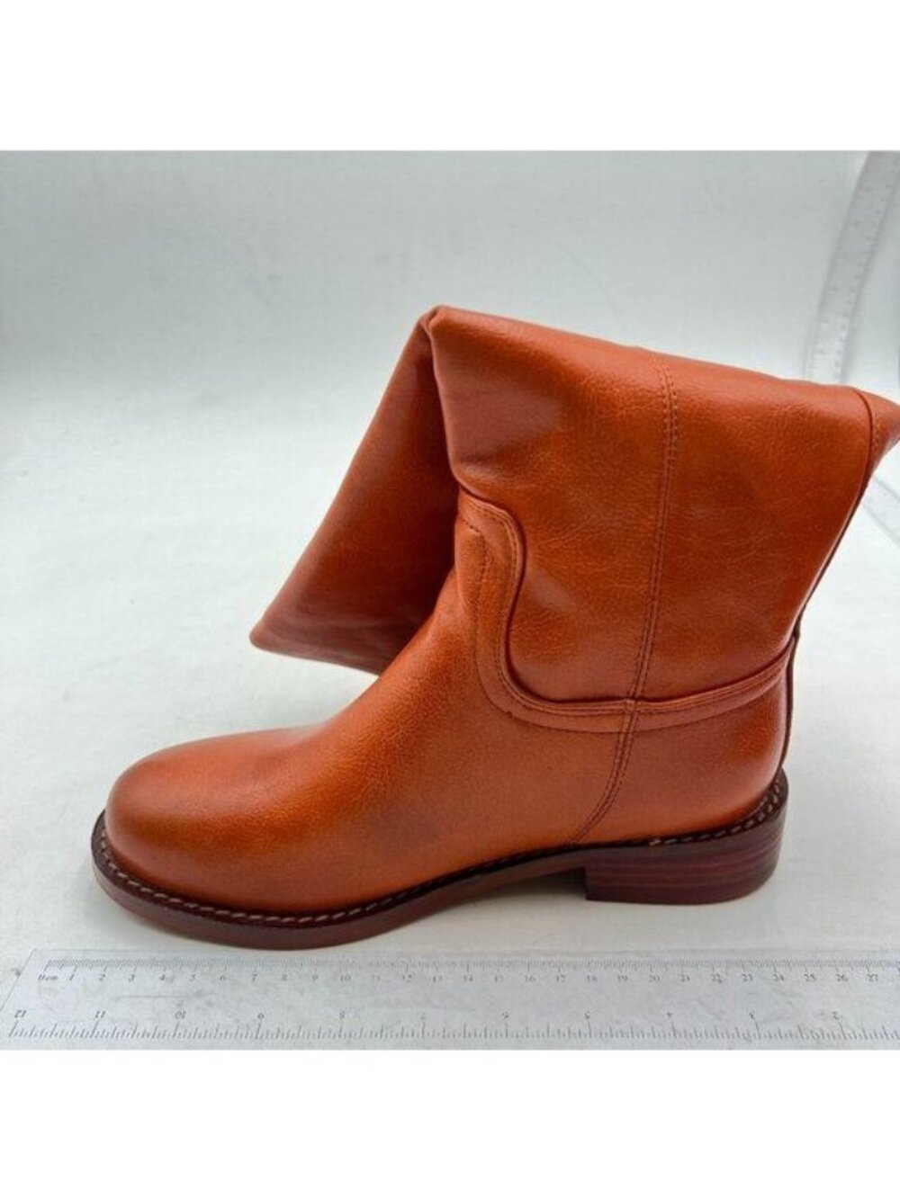 Knee High Boots Women Faux Leather Elastic Boots Low Heel Round Toe Boots Brown